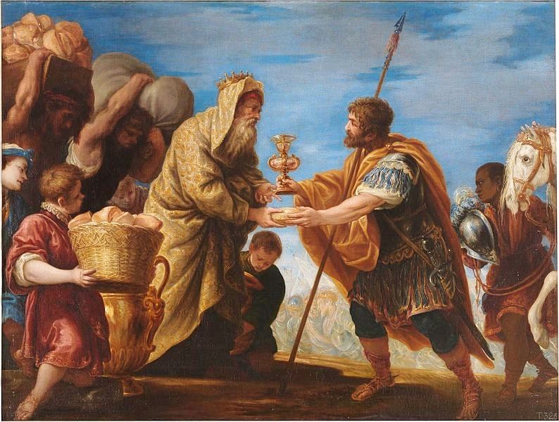 Abraham bij koning Melchizedek, tekening
